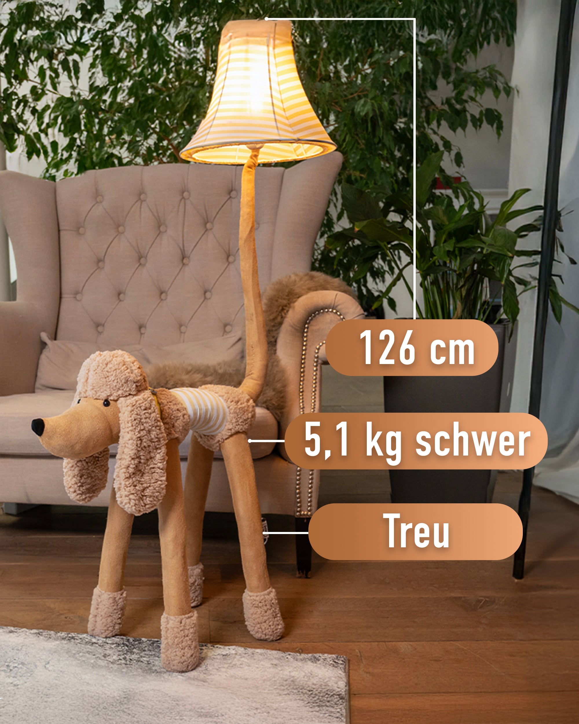 Bello – die Pudel‑Lampe (126 cm)