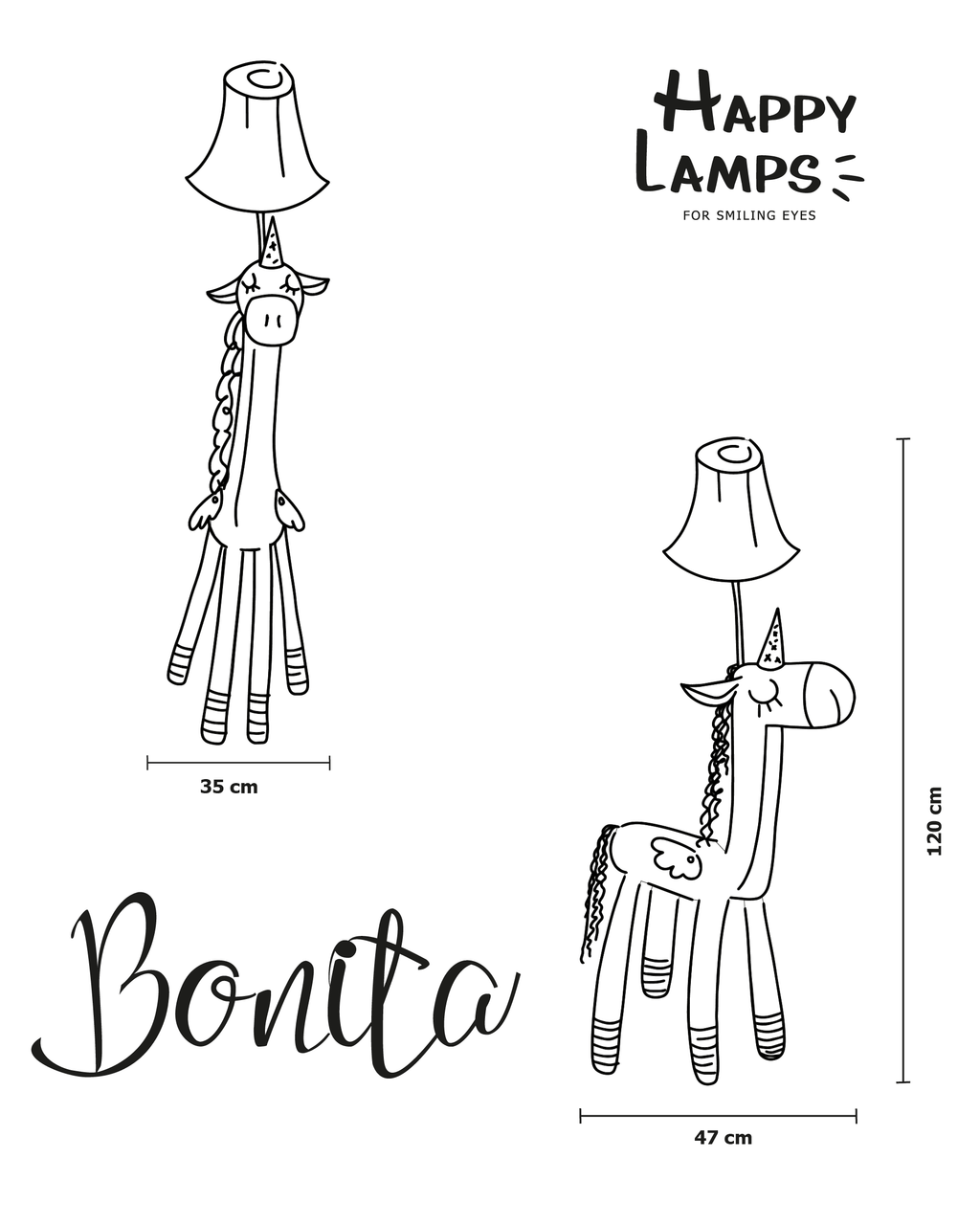 Bonita – die Einhorn-Stehlampe (1,2 m)